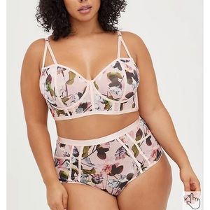 UNLINED LONGLINE UNDERWIRE BRALETTE - MESH UNDERWIRE ROSES PINK